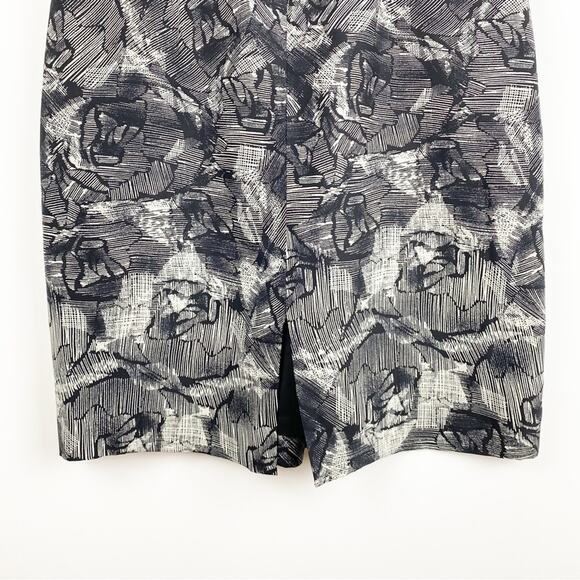 Banana Republic Silk Wool Pleated Sheath Dress Black Floral Womens Size 4 - Picture 10 of 13